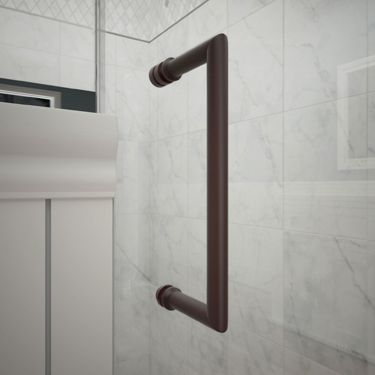 Unidoor Plus 61" Frameless Clear Glass Shower Door with Black Hardware