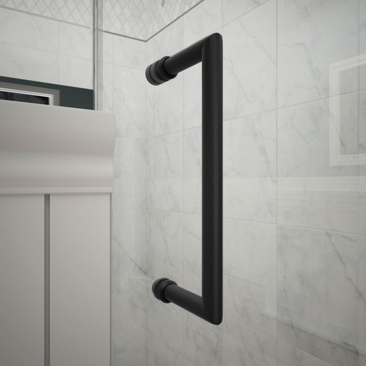 Unidoor Plus 52" Frameless Clear Glass Shower Door with Matte Black Hardware
