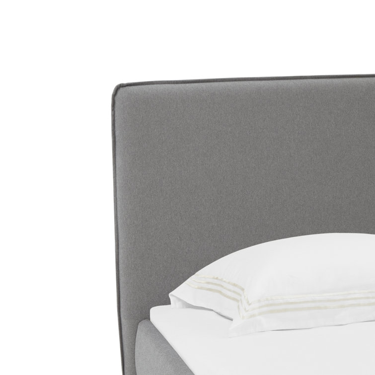 Queen Light Gray Linen Upholstered Bed with Tall Headboard