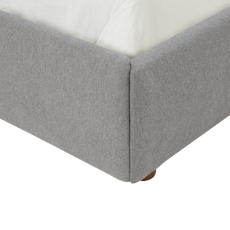 Queen Light Gray Linen Upholstered Bed with Tall Headboard