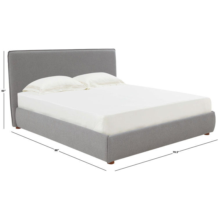 Queen Light Gray Linen Upholstered Bed with Tall Headboard