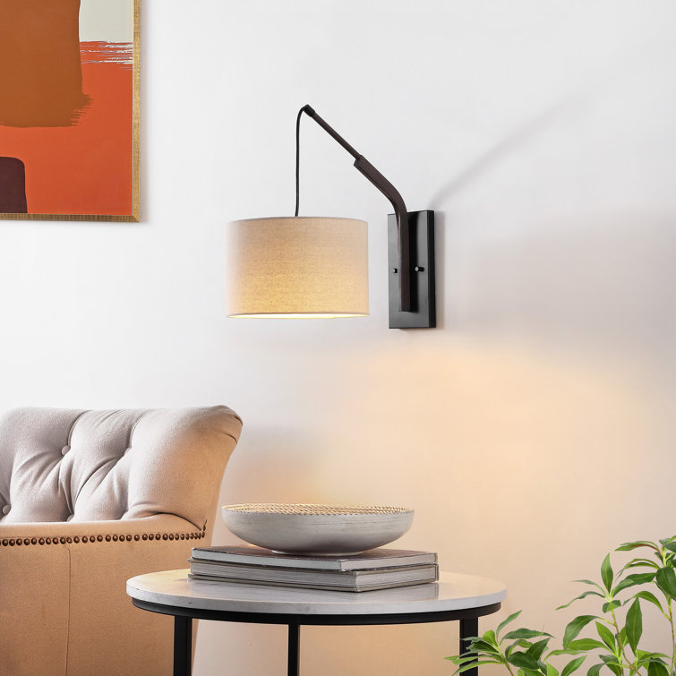 Noldita 19" Black Iron Wall Sconce with Fabric Shade