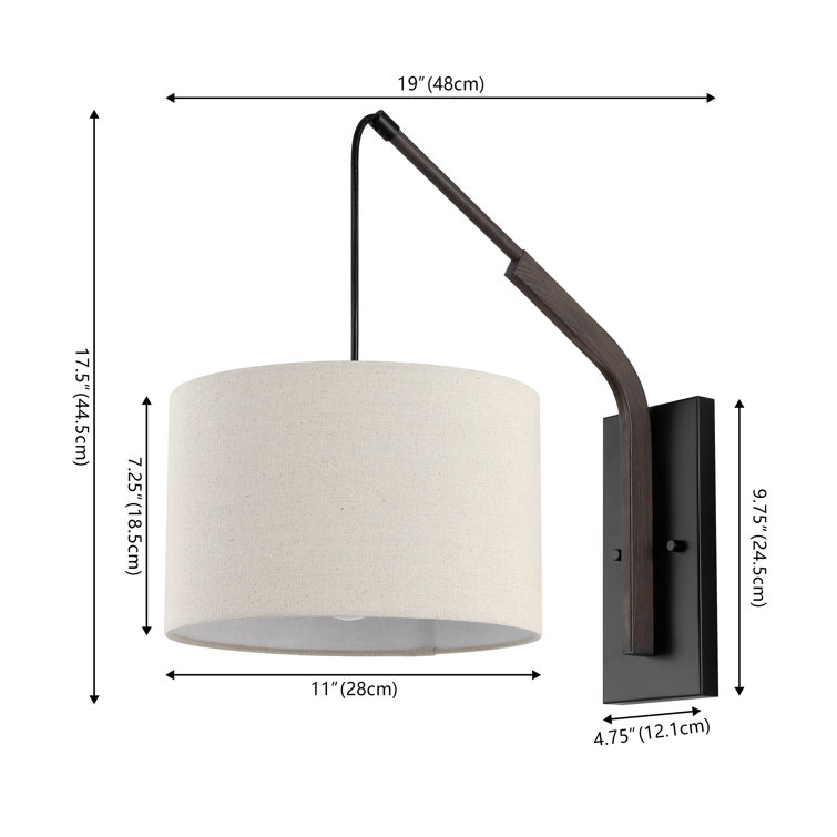 Noldita 19" Black Iron Wall Sconce with Fabric Shade
