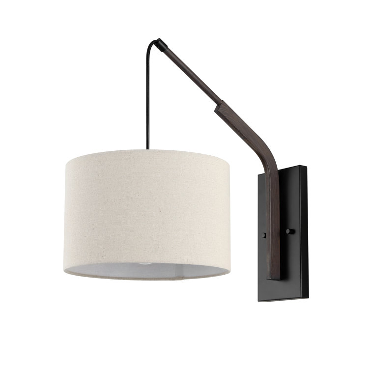 Noldita 19" Black Iron Wall Sconce with Fabric Shade