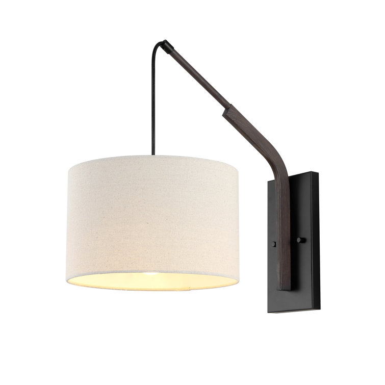 Noldita 19" Black Iron Wall Sconce with Fabric Shade