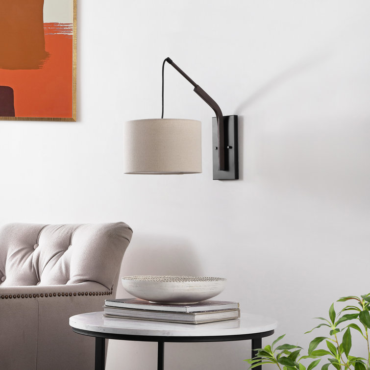 Noldita 19" Black Iron Wall Sconce with Fabric Shade