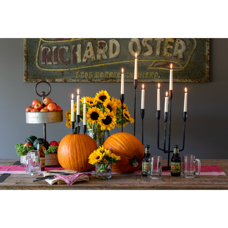 Primitive Black Iron 23'' Tabletop Candelabra