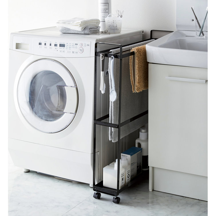 Black Steel Rolling Towel Rack with Handles and Casters