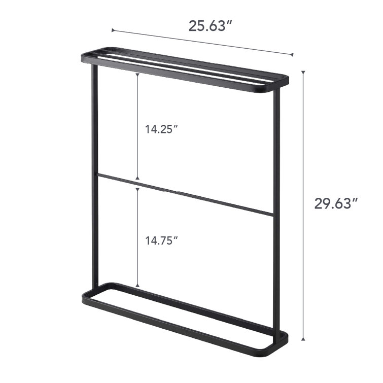 Black Steel Slim Portable Bath Towel Hanger