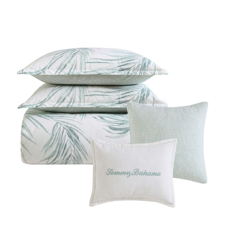 Ivory and Green Cotton King Reversible Comforter Set