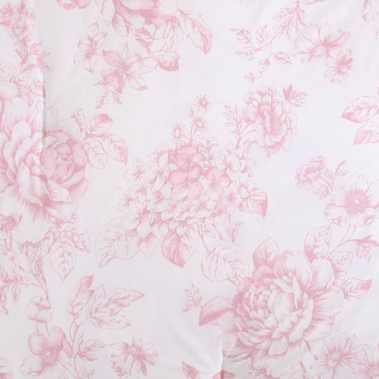 Delphine Pink Cotton Reversible King Comforter Set with Shams