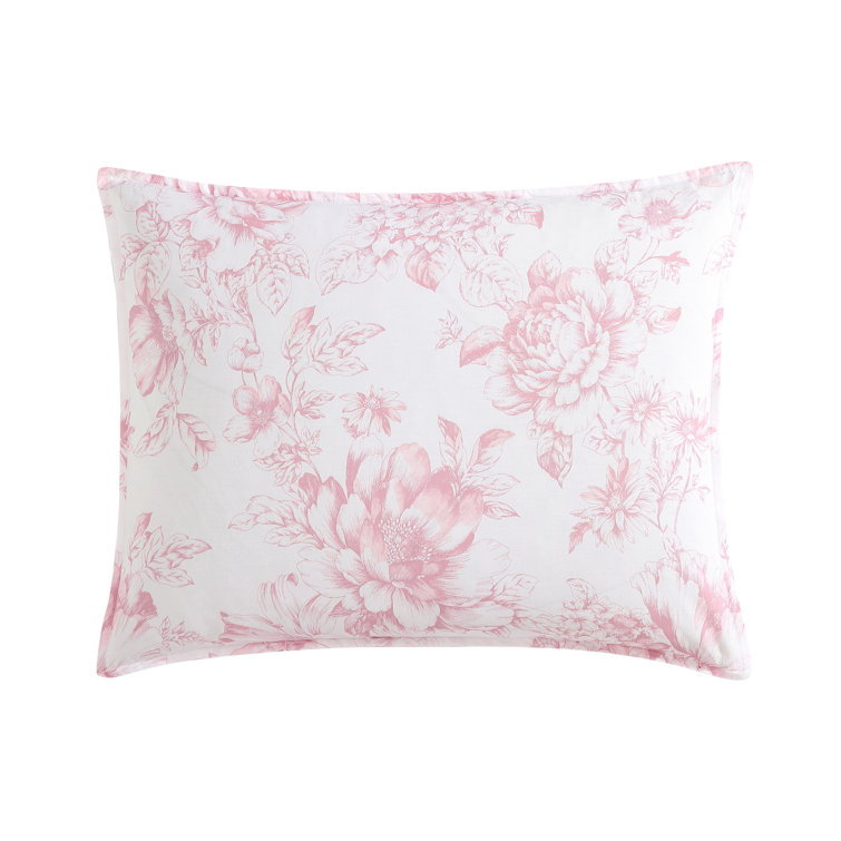 Delphine Pink Cotton Reversible King Comforter Set with Shams