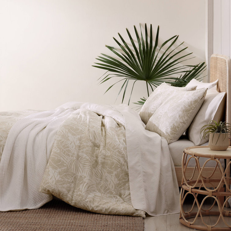 Costa Blanca Beige Cotton King Duvet Cover Set with Matching Shams
