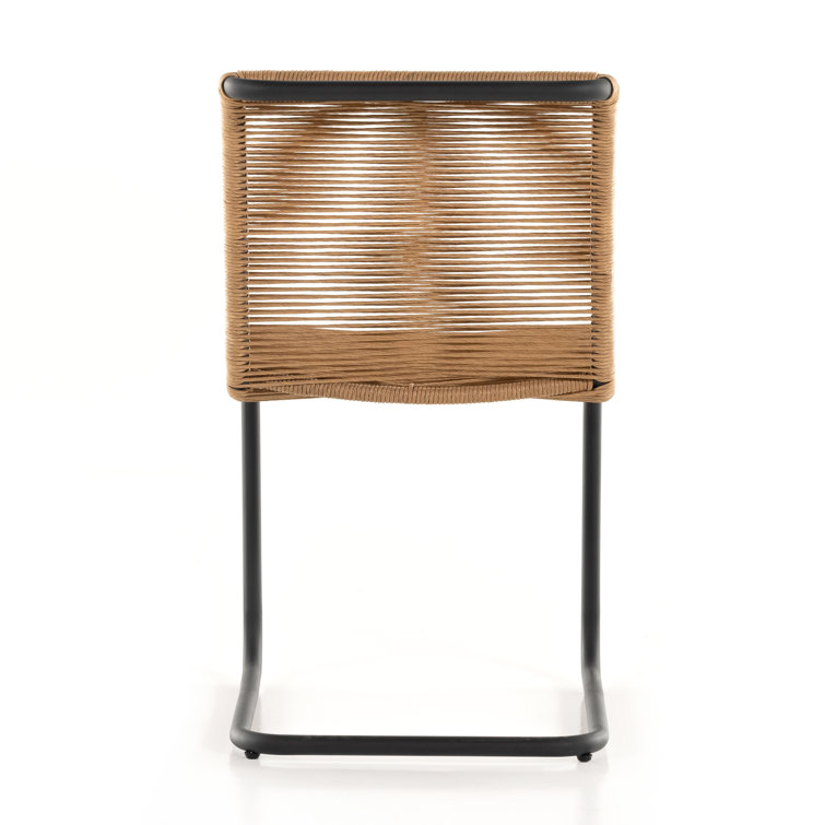 Vintage Natural Wicker Armless Outdoor Dining Chair