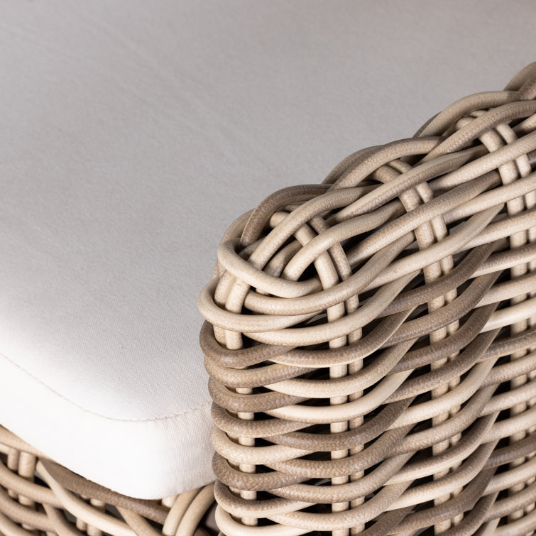 Chunky Sand Woven Outdoor Dining Armchair with Ivory Cushion