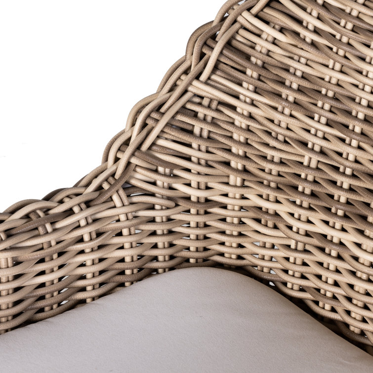 Chunky Sand Woven Outdoor Dining Armchair with Ivory Cushion