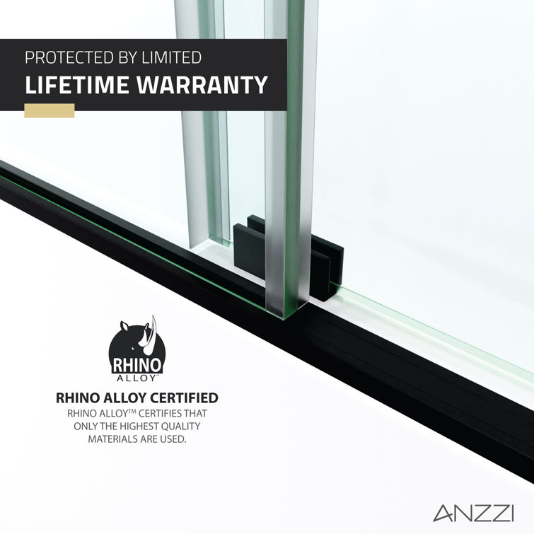 Raymore Matte Black Frameless Sliding Tub Door with Tsunami Guard