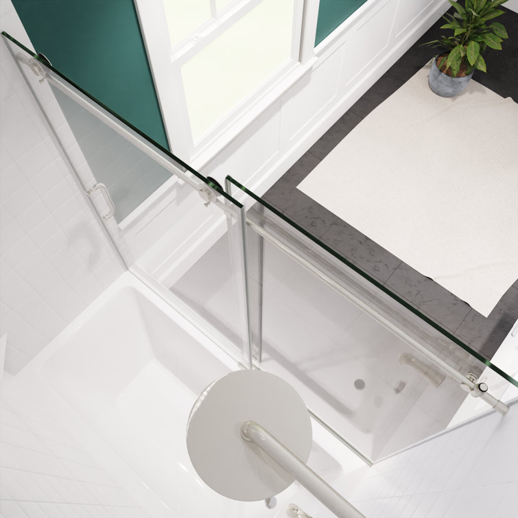Raymore Brushed Nickel Frameless Sliding Tub Door with Tsunami Guard