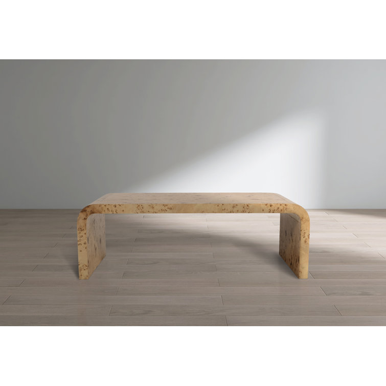 Cresthill Elegant Burl Wood Rectangular Coffee Table in Natural Ash