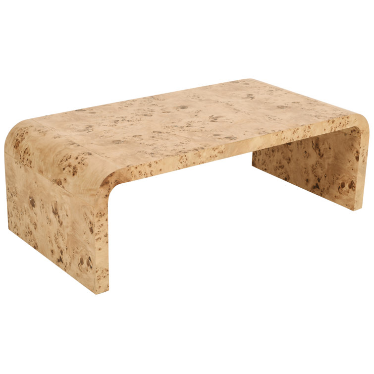 Cresthill Elegant Burl Wood Rectangular Coffee Table in Natural Ash
