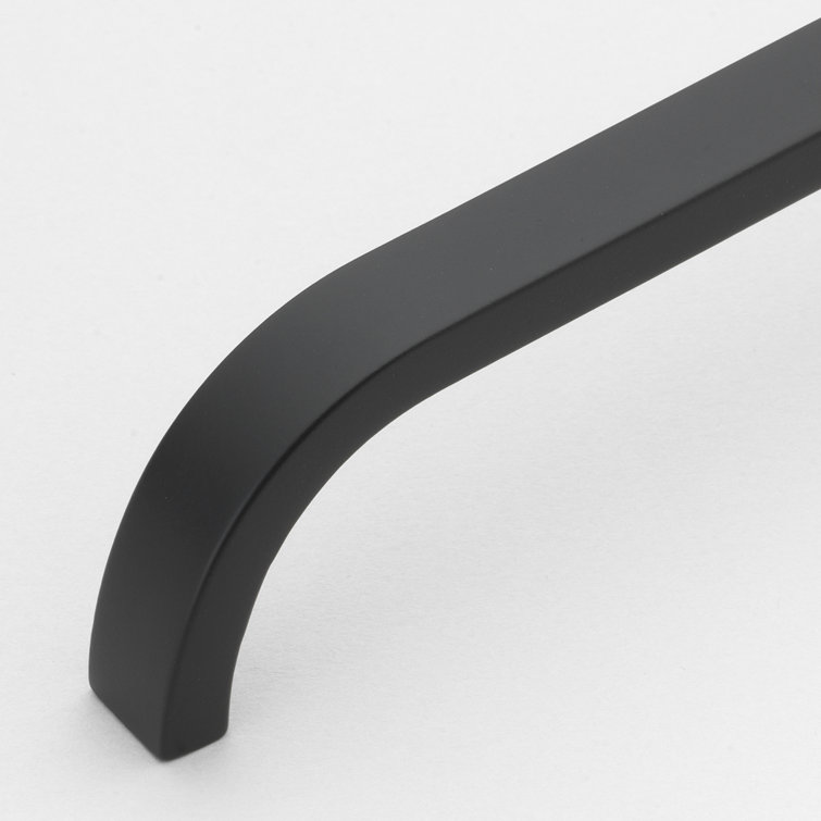 Modern Matte Black Curved Bar Pull with Mounting Hardware