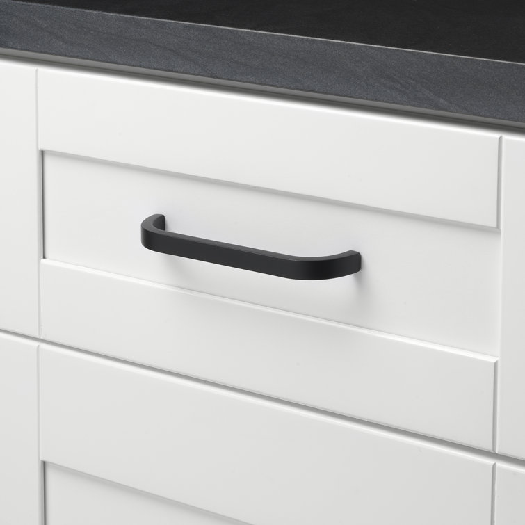 Modern Matte Black Curved Bar Pull with Mounting Hardware