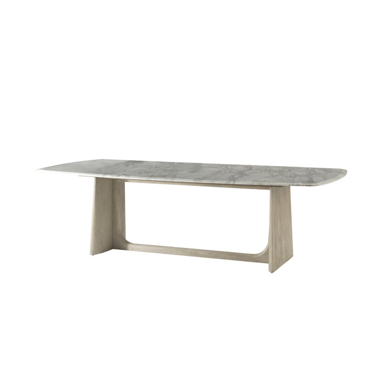 Repose Grey Oak Rectangular Dining Table with Arabescato Marble Top