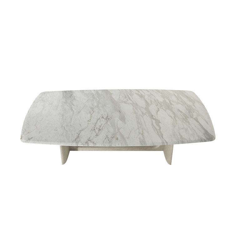 Repose Grey Oak Rectangular Dining Table with Arabescato Marble Top