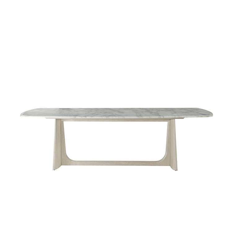 Repose Grey Oak Rectangular Dining Table with Arabescato Marble Top