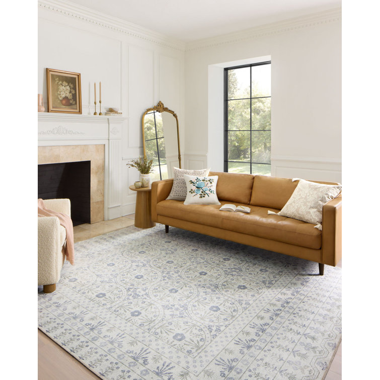 Rosette Ivory Square Flat Woven Synthetic Area Rug