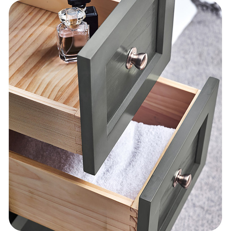 Gray Solid Wood and MDF Freestanding Double Sink Bathroom Vanity