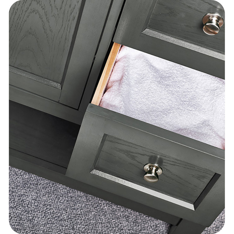 Gray Solid Wood and MDF Freestanding Double Sink Bathroom Vanity