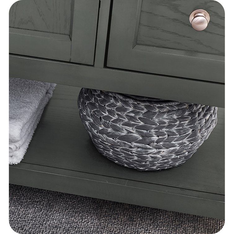Gray Solid Wood and MDF Freestanding Double Sink Bathroom Vanity
