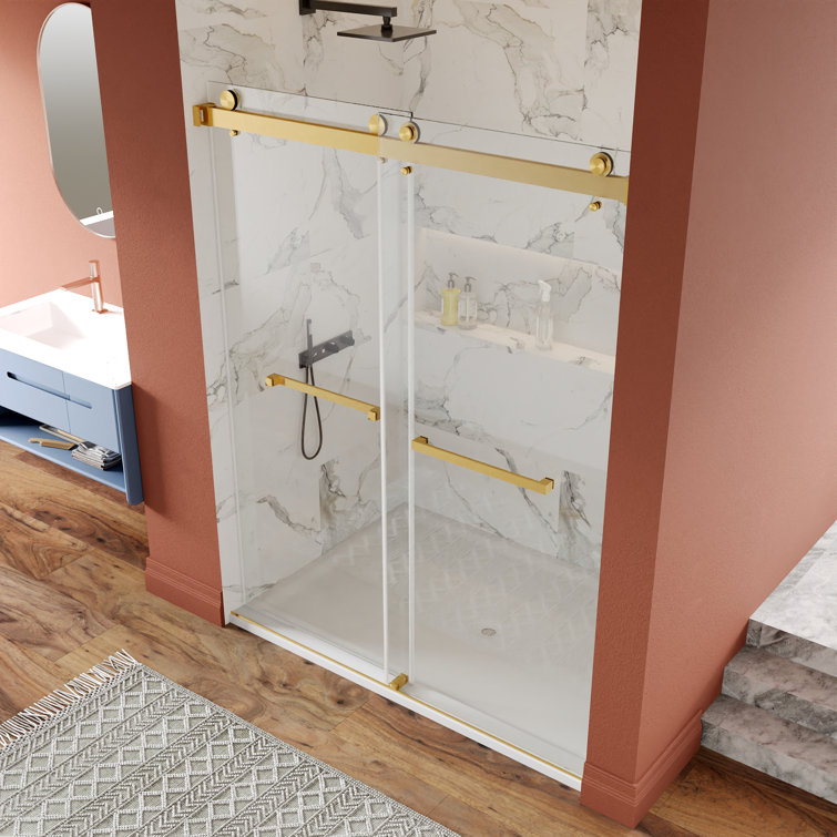 Concord Gold Frameless Sliding Shower Door with Tempered Glass