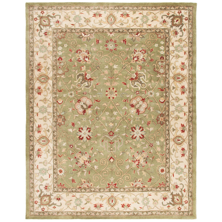 Sage and Beige Hand Tufted Wool Area Rug