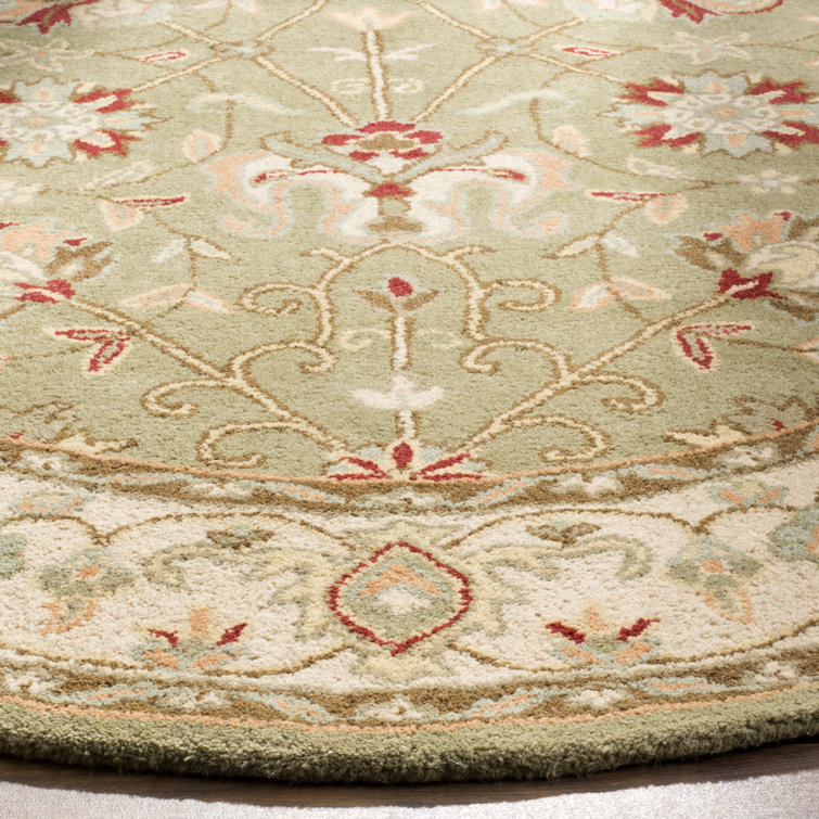 Sage and Beige Hand Tufted Wool Area Rug