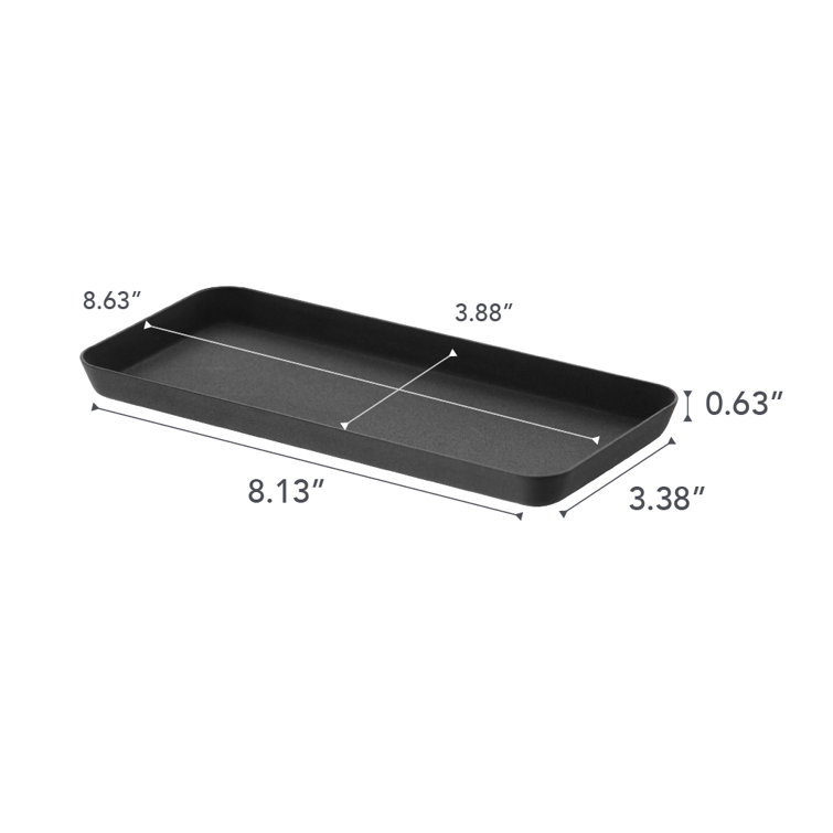 Sleek Black Steel Space-Saving Vanity Tray, 4" x 8.5"
