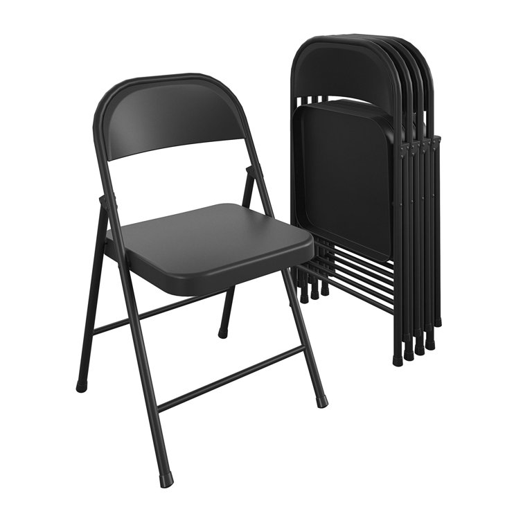 Black Metal Armless Folding Chair Set