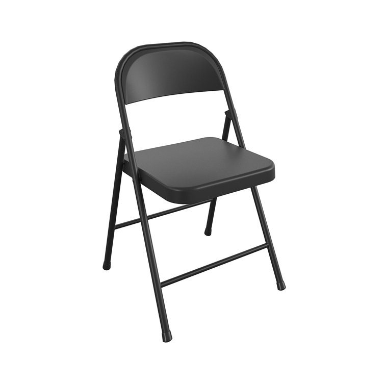 Black Metal Armless Folding Chair Set