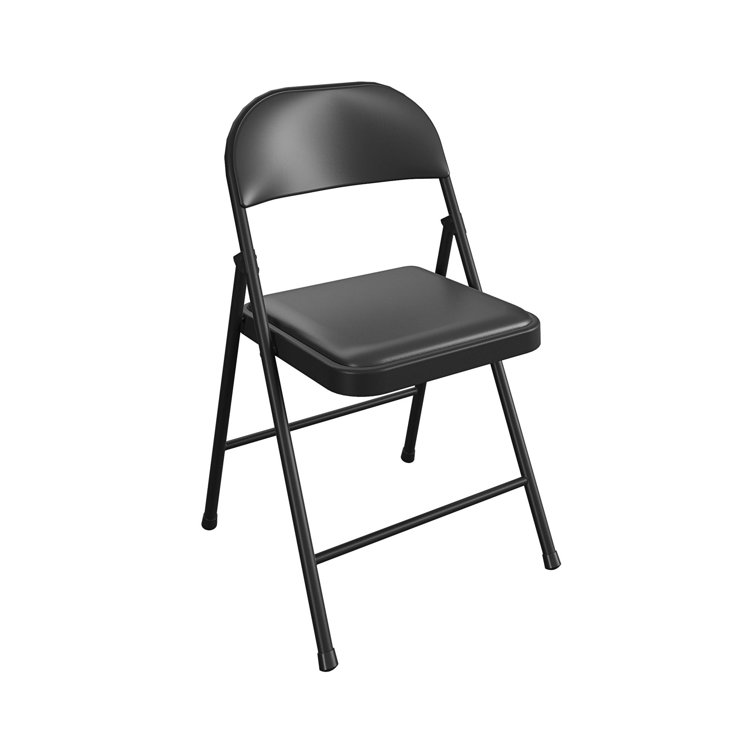 Black Vinyl Armless Folding Chair with Metal Frame, 4-Pack