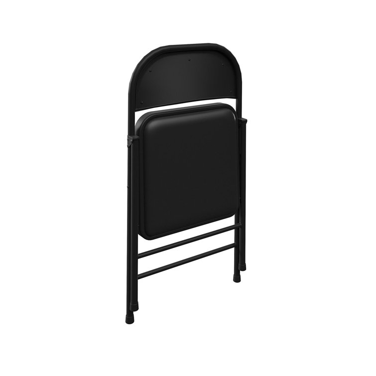 Black Vinyl Armless Folding Chair with Metal Frame, 4-Pack