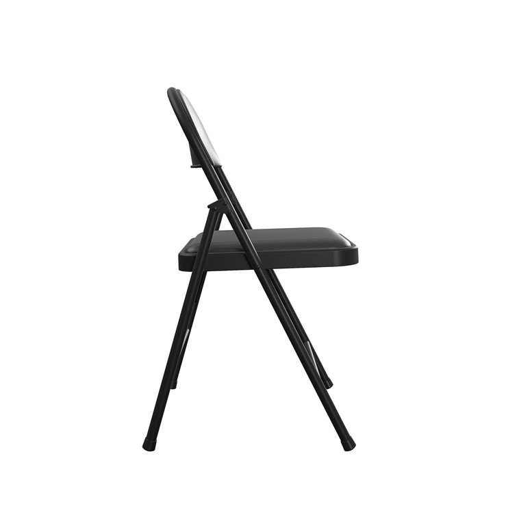 Black Vinyl Armless Folding Chair with Metal Frame, 4-Pack