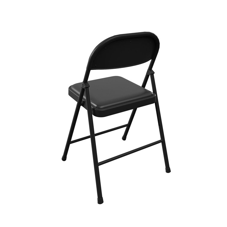 Black Vinyl Armless Folding Chair with Metal Frame, 4-Pack