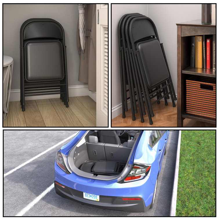 Black Vinyl Armless Folding Chair with Metal Frame, 4-Pack