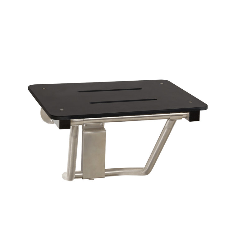 24" x 15" Black Folding Wall Mount ADA Shower Seat Bench