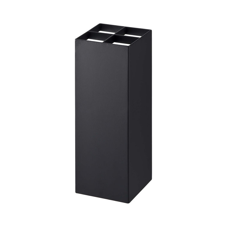 Black Metal Compact Umbrella Stand with Adjustable Trays