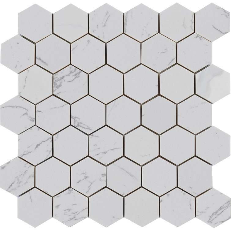 Calacatta White Hexagon Marble Mosaic Tile Sheet