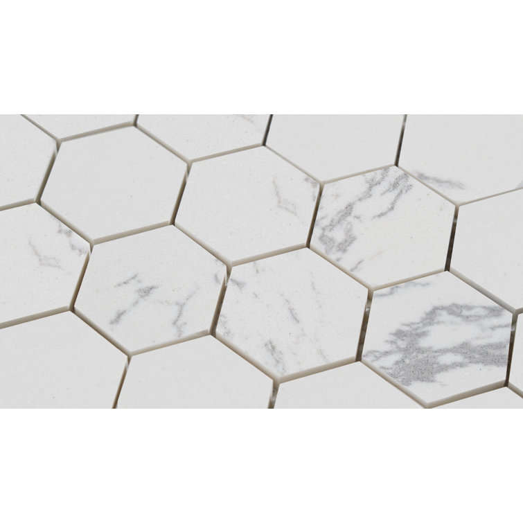 Calacatta White Hexagon Marble Mosaic Tile Sheet