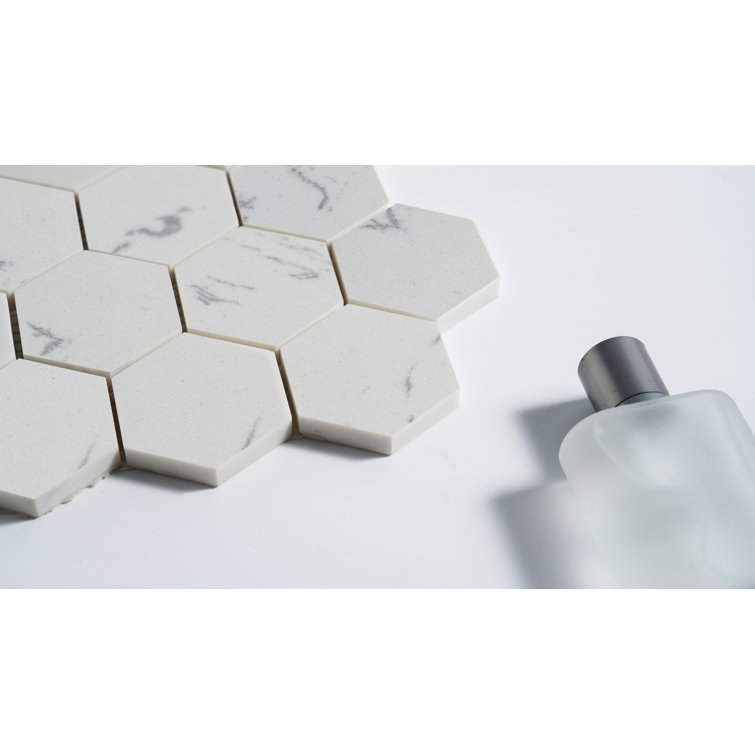 Calacatta White Hexagon Marble Mosaic Tile Sheet