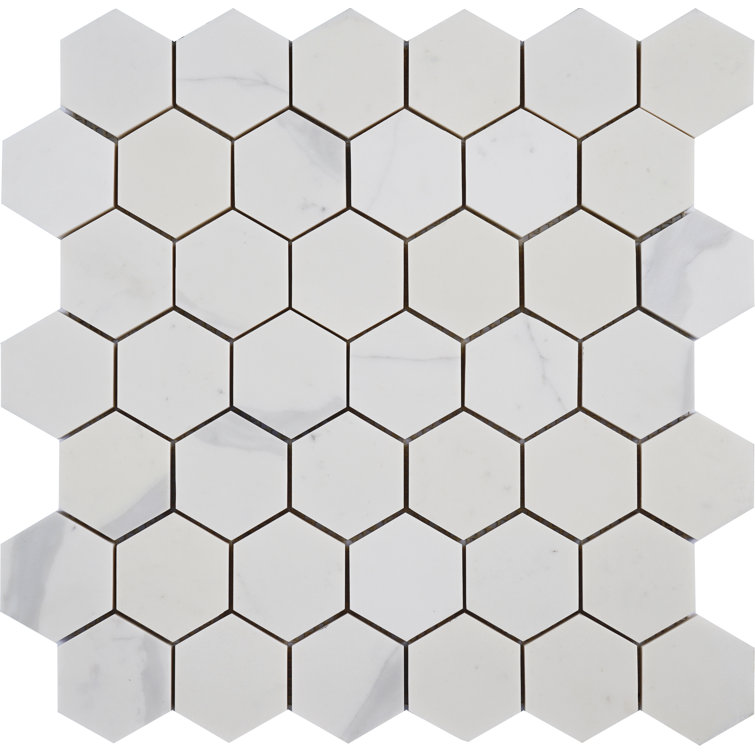 Corchia Arabescato Gray Hexagon Engineered Marble Mosaic Tile Sheet